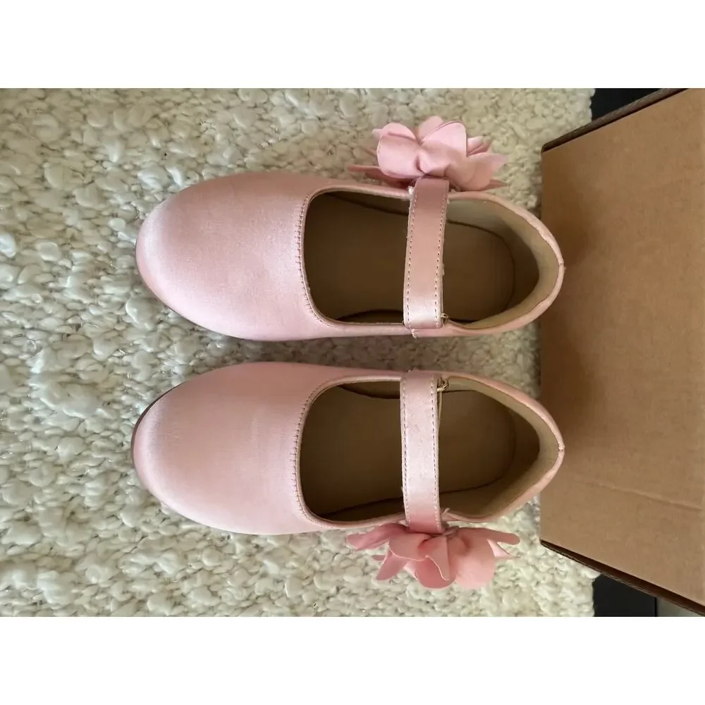 Amazon Essentials Toddler Girls Pink Flower Mary Jane Dress Shoes Size 8